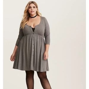 Torrid Grey Jersey Knit Button Shirt Dress 1X
